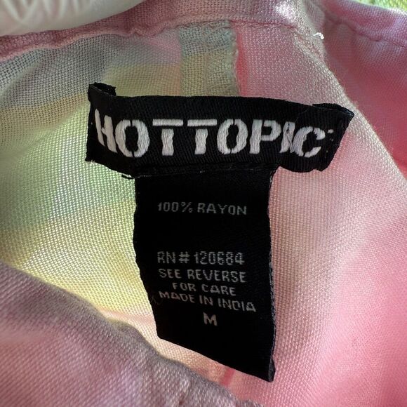 Hot Topic Pastel Stripe Split Boxy Crop Woven Button-Up Unicorn Cotton Candy L - Picture 4 of 5